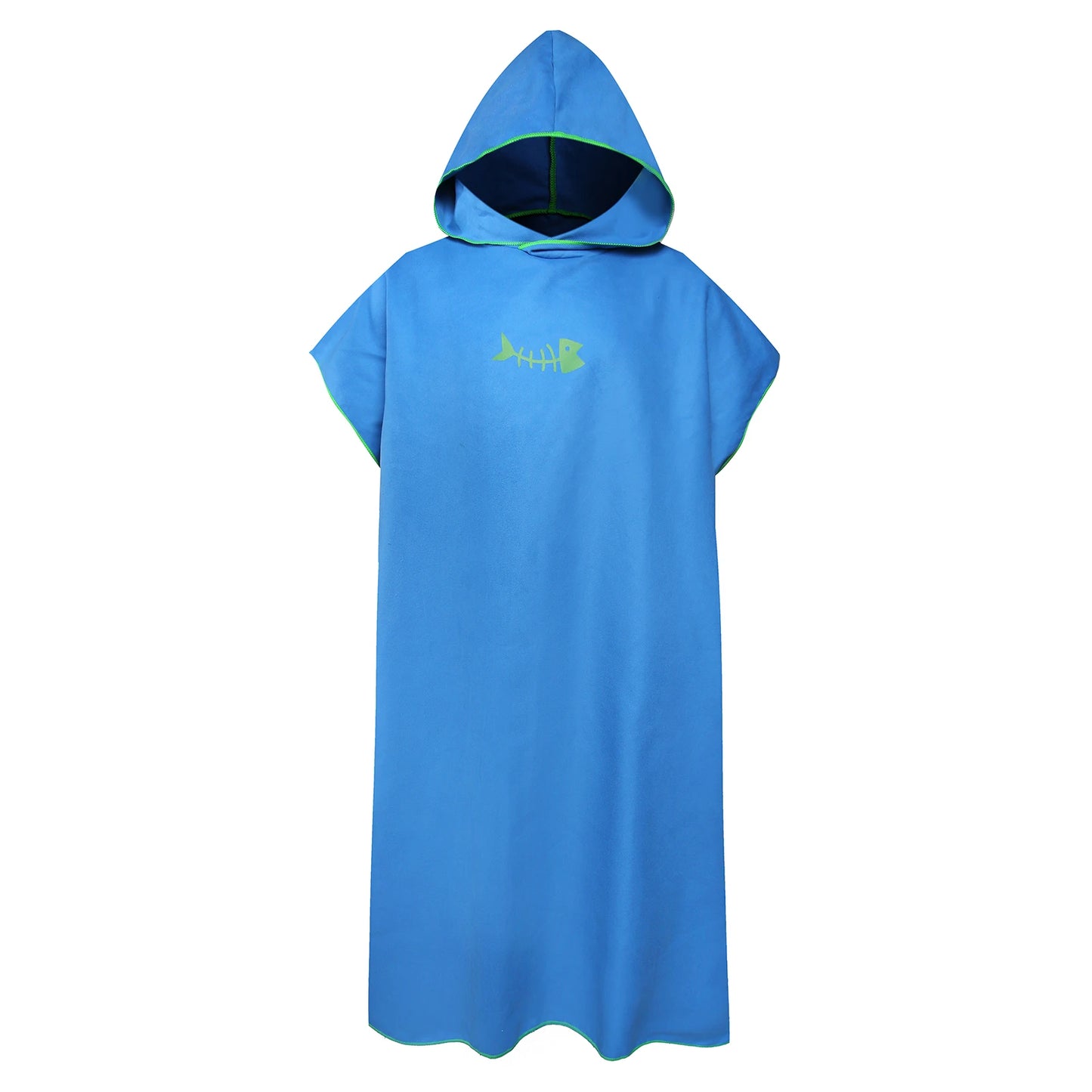 poncho de plage bleu