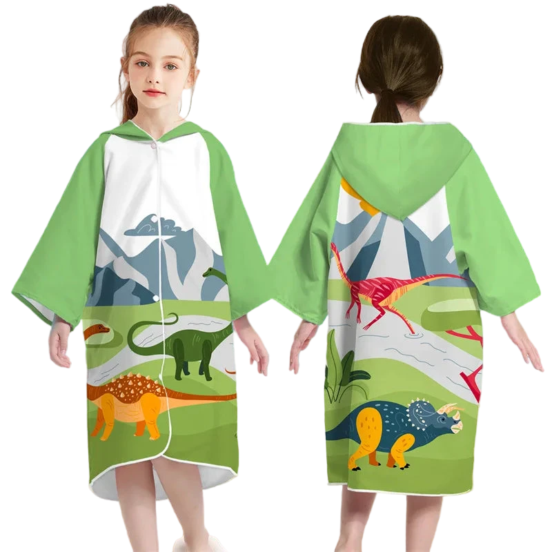 poncho de plage enfant dinosaures
