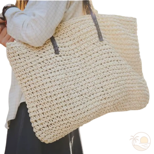 sac de plage en osier beige femme
