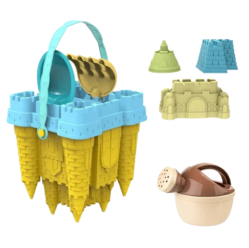 seau de plage chateau jaune