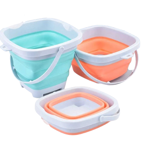 seau de plage pliable orange bleu