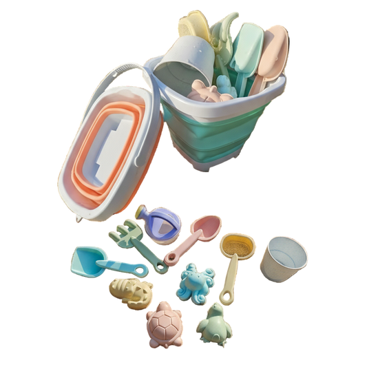 seau de plage pliable orange bleu jouets de plage