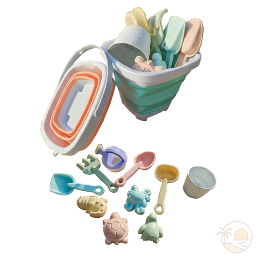 seau de plage pliable orange bleu jouets de plage