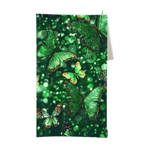 serviette de plage anti sable papillons verts