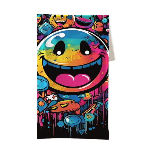 serviette de plage anti sable smiley multicolore
