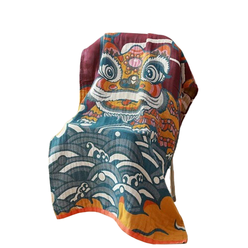 serviette de plage en coton dragon chinois