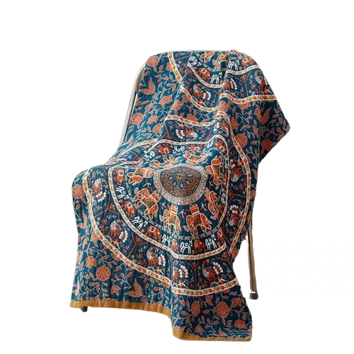 serviette de plage en coton mandala bleu