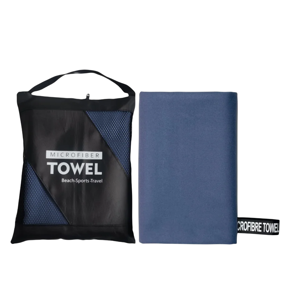 serviette de plage en microfibre bleu marine