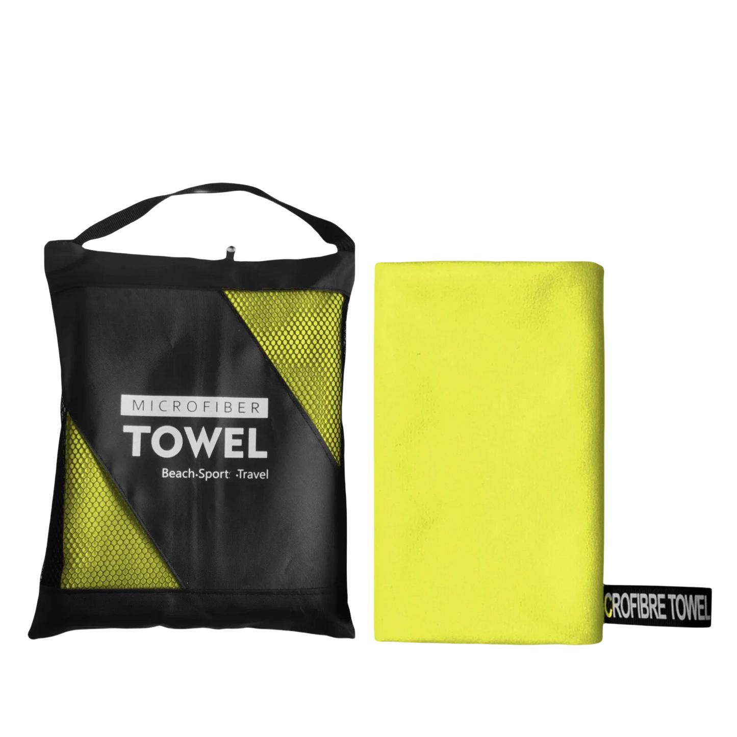 serviette de plage en microfibre jaune