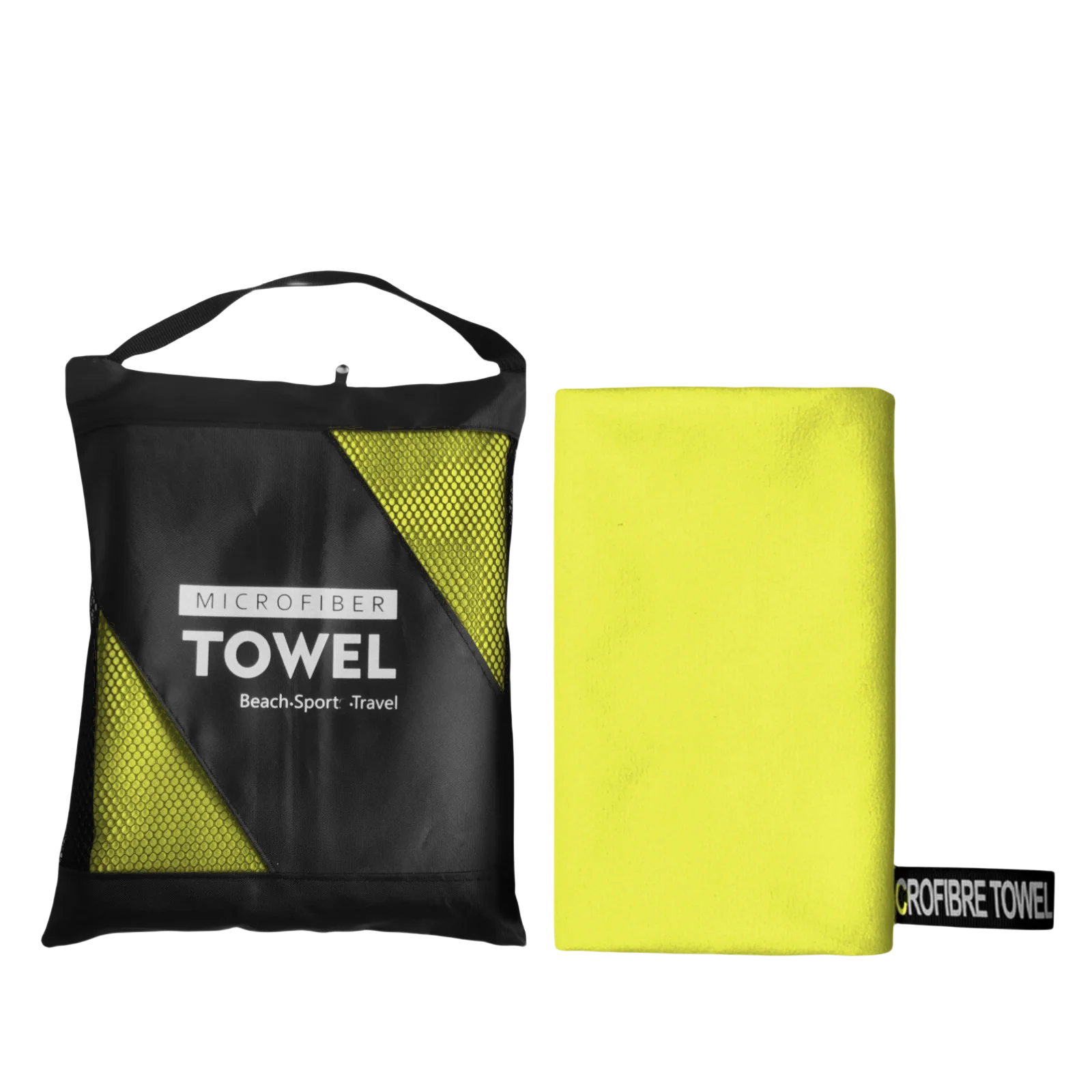 serviette de plage en microfibre jaune