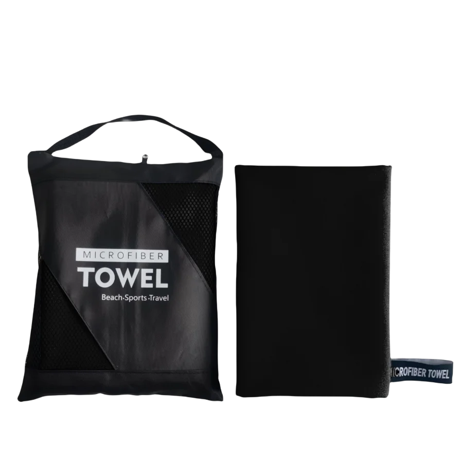 serviette de plage en microfibre noir