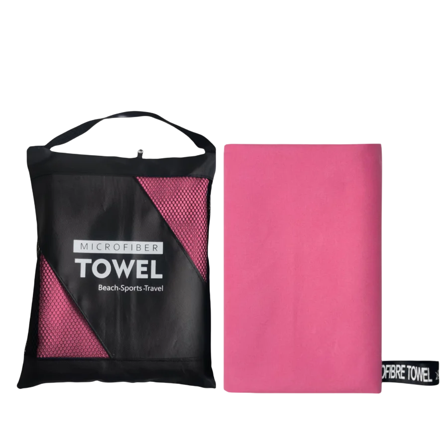 serviette de plage en microfibre rose