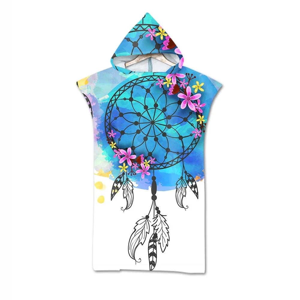 serviette de plage poncho dreamcatcher multicolore