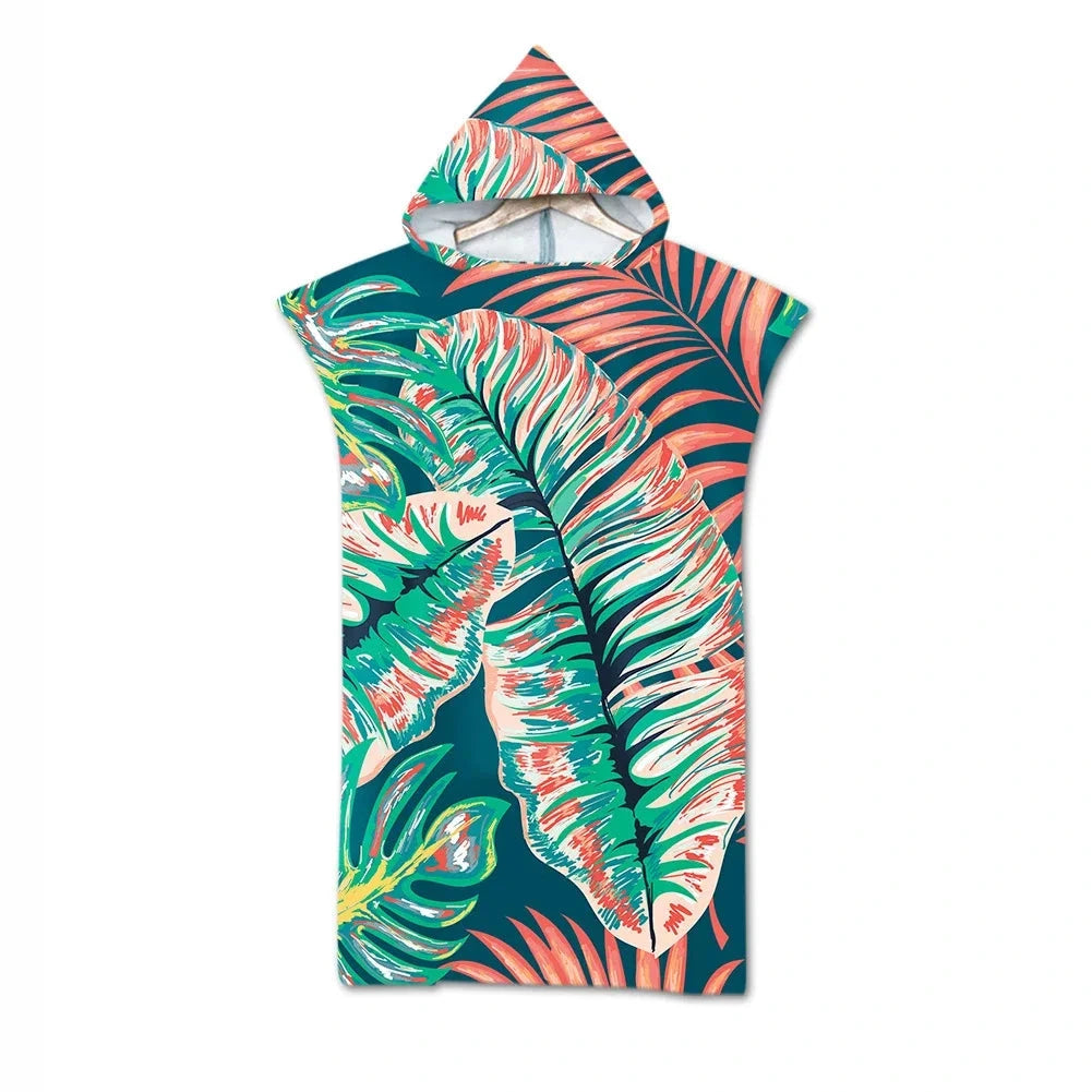 serviette de plage poncho feuilles