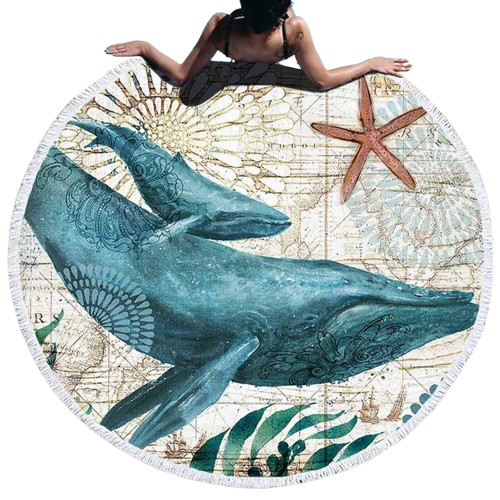 serviette de plage ronde baleine