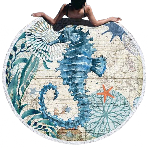 serviette de plage ronde hippocampe