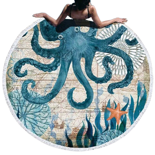 serviette de plage ronde pieuvre
