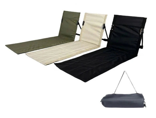 tapis de plage avec dossier vert blanc noir