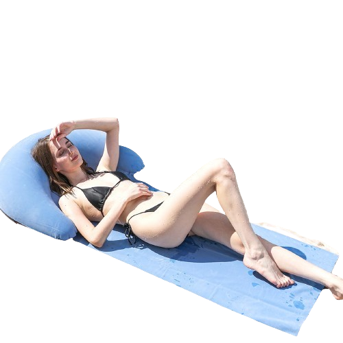 tapis de plage avec oreiller femme
