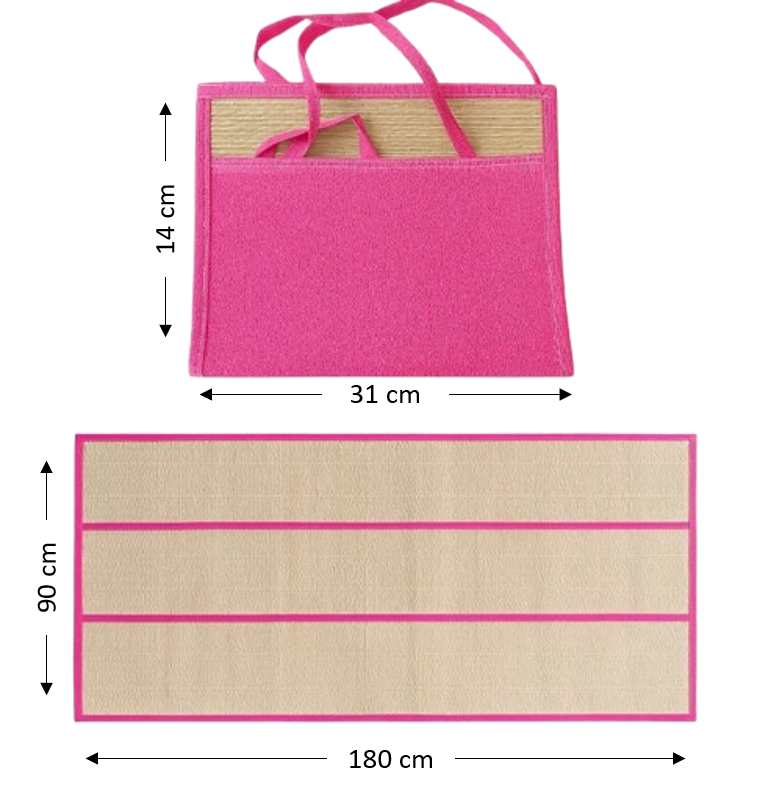 tapis de plage en paille rose dimensions