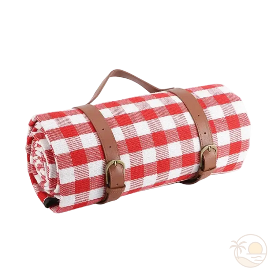 tapis de plage impermeable carreaux rouges et blancs