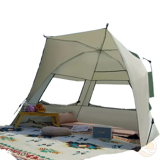 tente de plage adulte installee