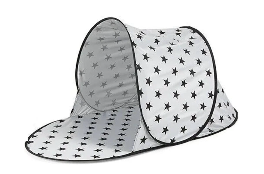 tente de plage pliable blanche etoiles