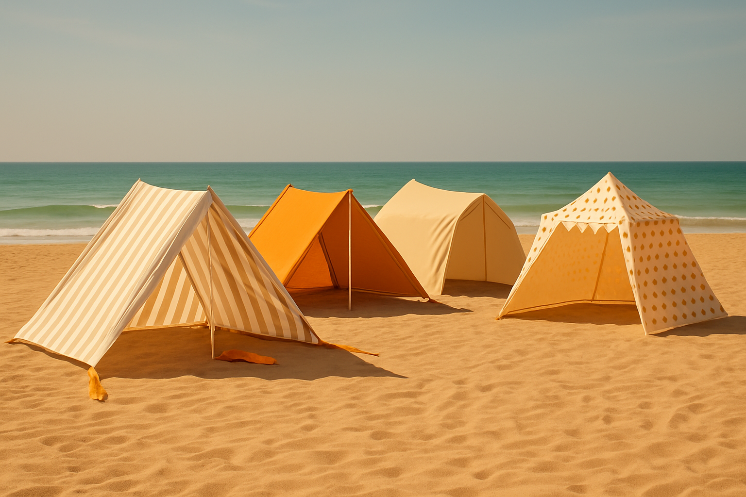 tentes couleurs mer sable