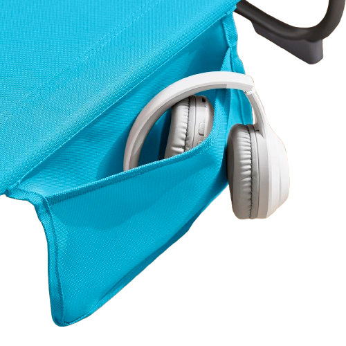 transat pliable de plage bleu pochette