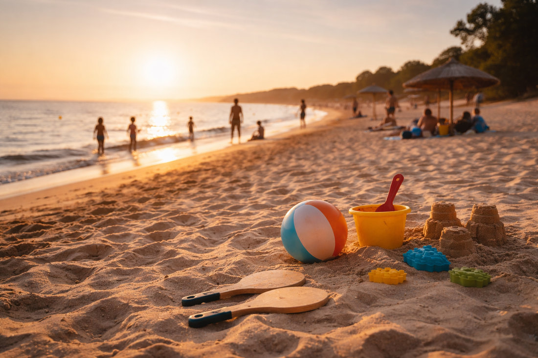 raquettes de plage ballon de plage seau pelle chateau de sable mer
