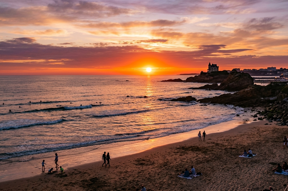 coucher de soleil plage france