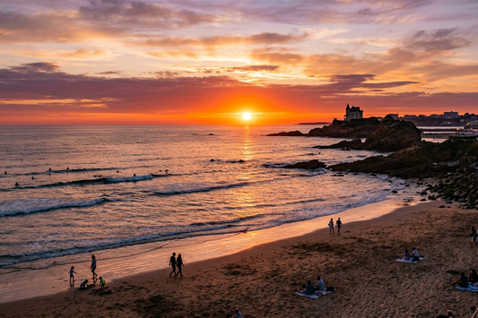 coucher de soleil plage france