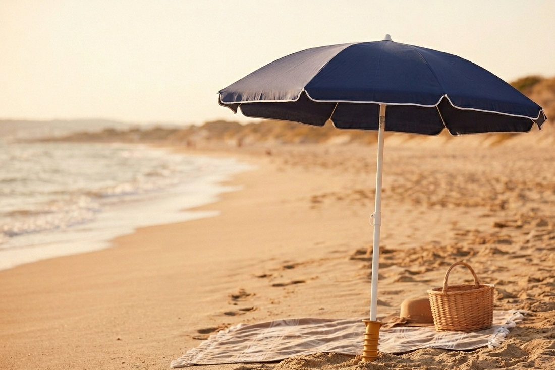 parasol ancre systeme vis sable plage fouta
