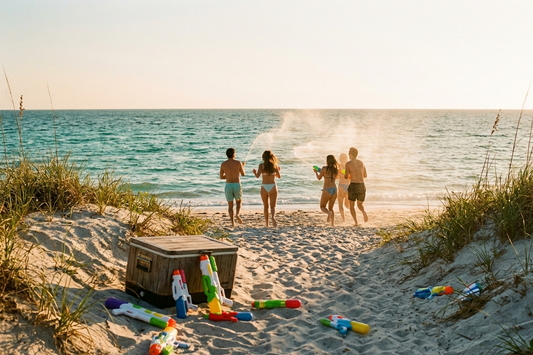 pistolets a eau plage amis mer sable