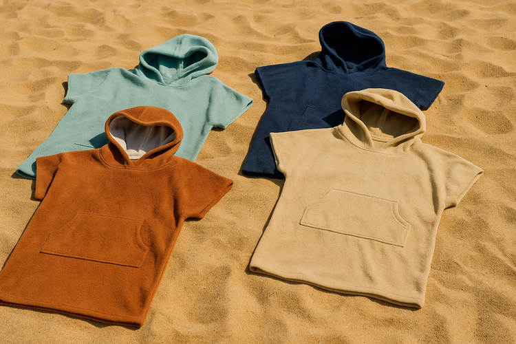 ponchos de plage orange vert bleu beige sable