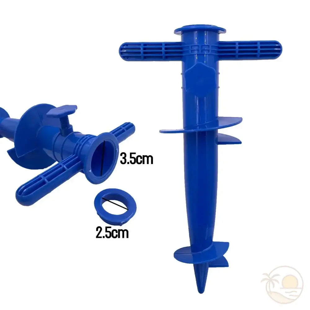 ancrage parasol de plage bleu zoom dimensions