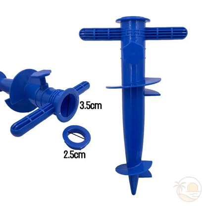 ancrage parasol de plage bleu zoom dimensions