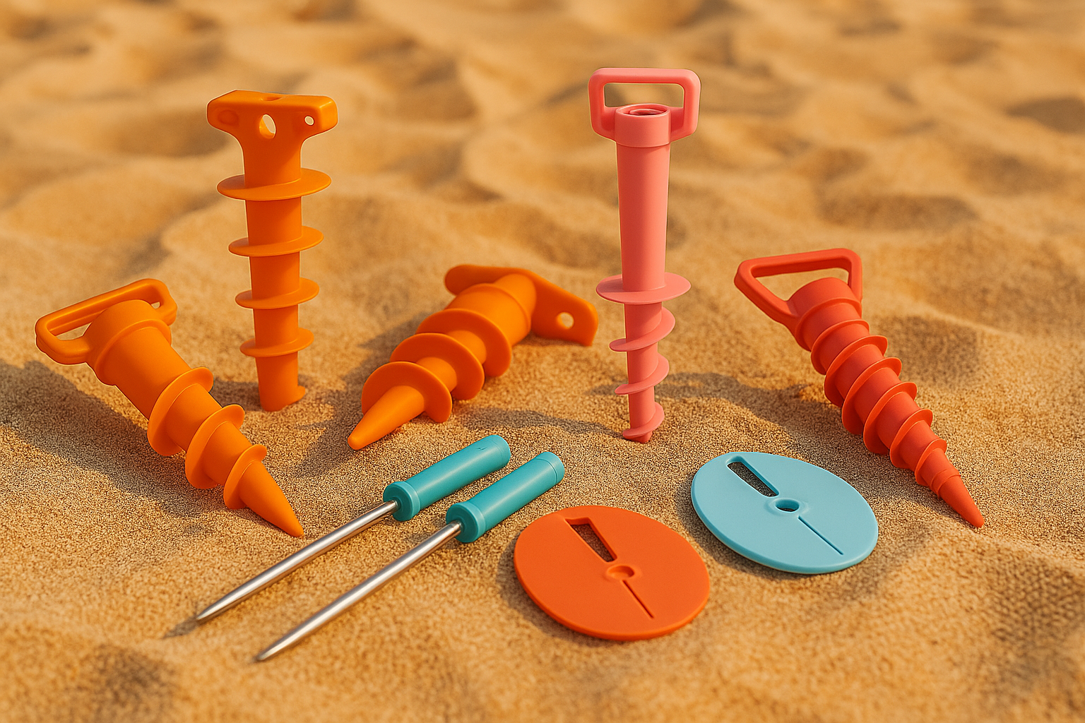 ancrages parasols piques clips sable