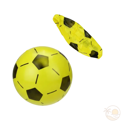 ballon de foot de plage jaune gonfle degonfle