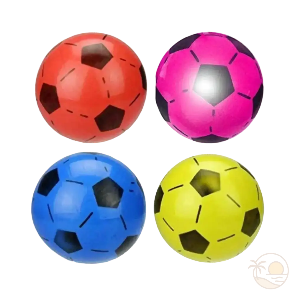ballon de foot de plage rose rouge jaune bleu