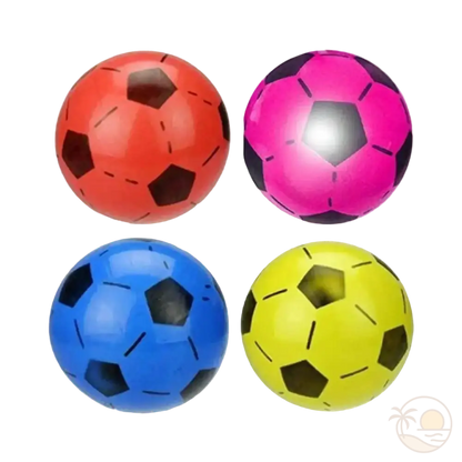 ballon de foot de plage rose rouge jaune bleu