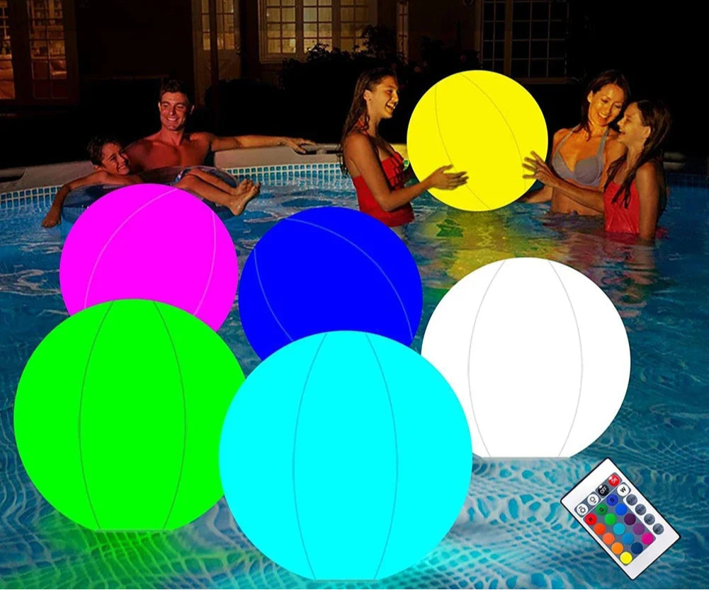 ballon de plage avec led famille piscine
