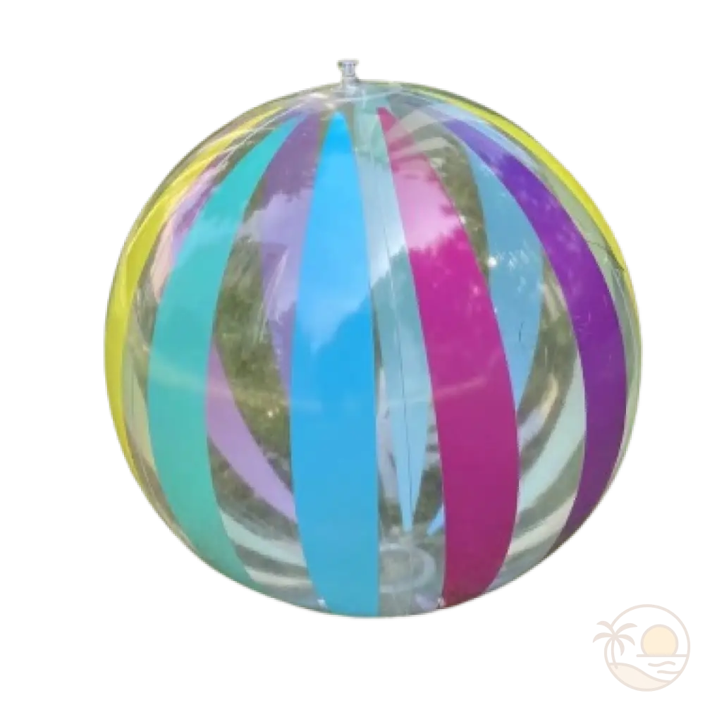 ballon de plage multicolore rayures