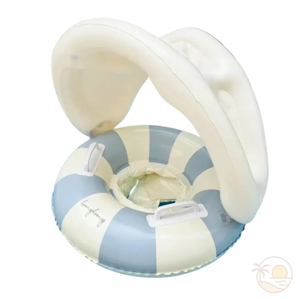 bouee gonflable enfant bleue avec ombrelle