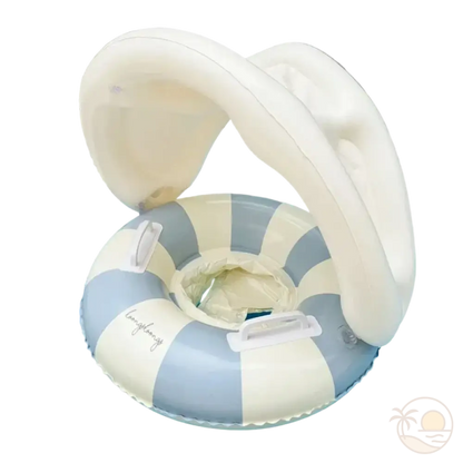 bouee gonflable enfant bleue avec ombrelle