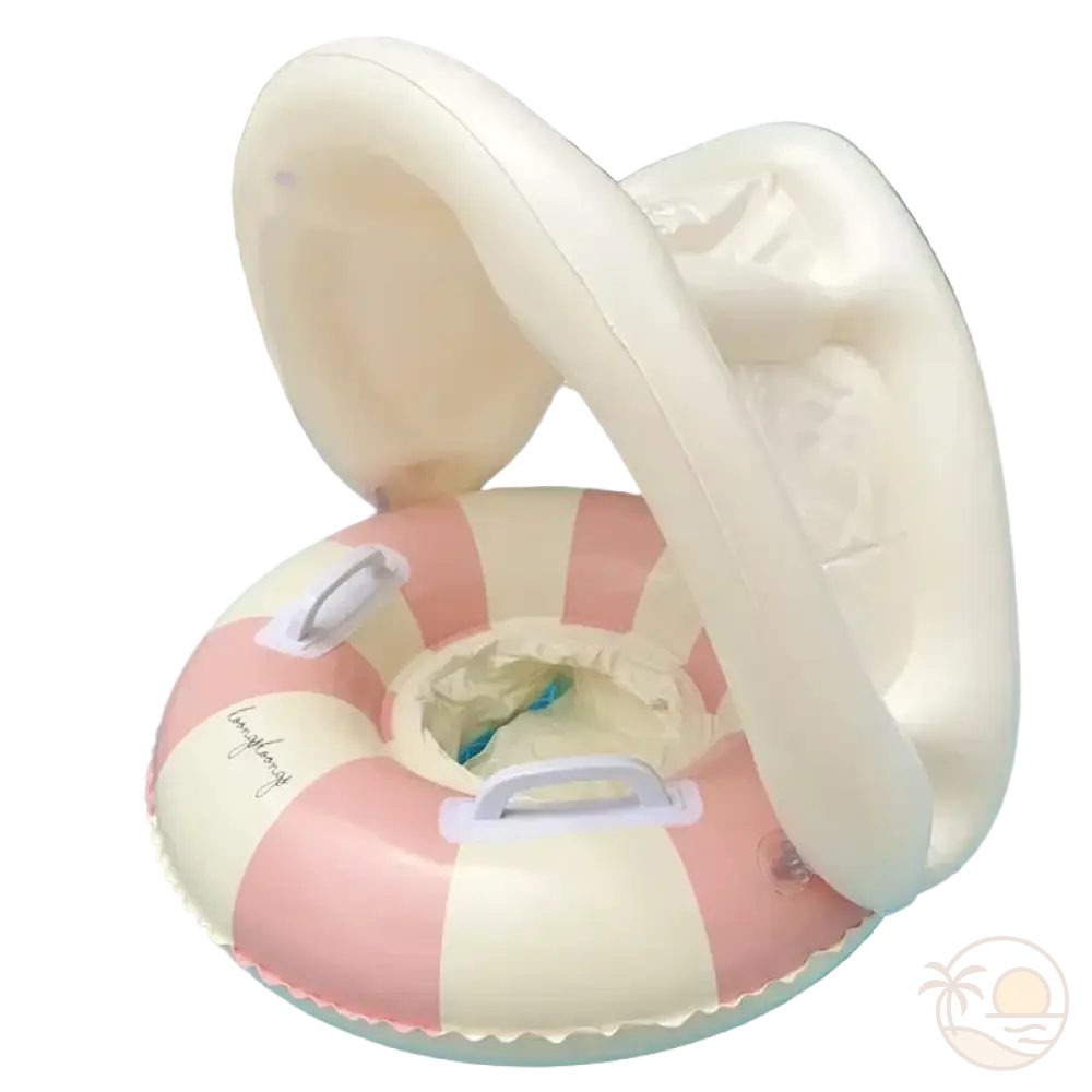 bouee gonflable enfant rose avec ombrelle