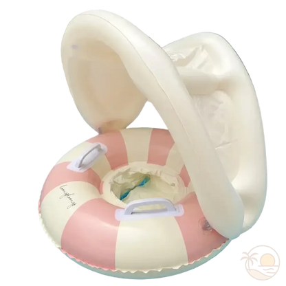 bouee gonflable enfant rose avec ombrelle