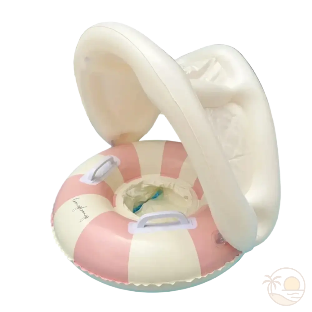 bouee gonflable enfant rose avec ombrelle 2