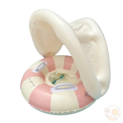 bouee gonflable enfant rose avec ombrelle 2