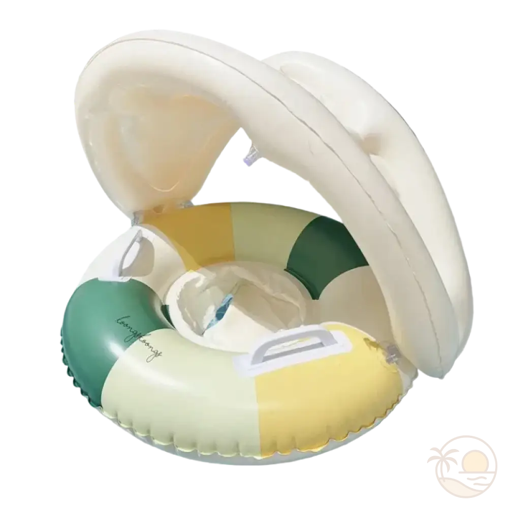 bouee gonflable enfant vert avec ombrelle
